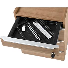 Rollcontainer QUANDOS BOX, 1 + 3 Schübe, B 430 x T 800 x H 570 mm, Kirsche Romana