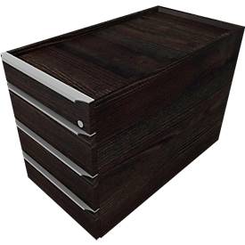 Rollcontainer QUANDOS BOX, 1 + 3 Schübe, B 430 x T 800 x H 570 mm, Mooreiche