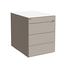 Rollcontainer SOLUS PLAY, 1 + 3 Schübe, grifflos, B 430 x T 600 x H 562 mm, Stone grey