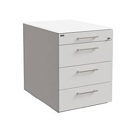 Rollcontainer SOLUS PLAY, 1 + 3 Schübe, grifflos, B 430 x T 600 x H 562 mm, weiß