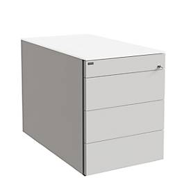 Rollcontainer SOLUS PLAY, 1 + 3 Schübe, grifflos, B 430 x T 777 x H 562 mm, weiß