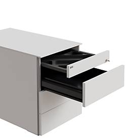Rollcontainer SOLUS PLAY, 1 + 3 Schübe, grifflos, B 430 x T 777 x H 562 mm, weiß