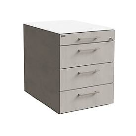 Rollcontainer SOLUS PLAY, 1 + 3 Schübe, mit Griff, B 430 x T 600 x H 562 mm, Ceramic grey