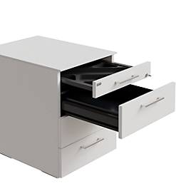 Rollcontainer SOLUS PLAY, 1 + 3 Schübe, mit Griff, B 430 x T 600 x H 562 mm, weiß