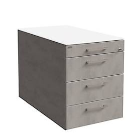 Rollcontainer SOLUS PLAY, 1 + 3 Schübe, mit Griff, B 430 x T 777 x H 562 mm, Ceramic grey