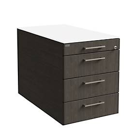 Rollcontainer SOLUS PLAY, 1 + 3 Schübe, mit Griff, B 430 x T 777 x H 562 mm, Mooreiche