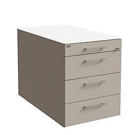 Rollcontainer SOLUS PLAY, 1 + 3 Schübe, mit Griff, B 430 x T 777 x H 562 mm, Stone grey