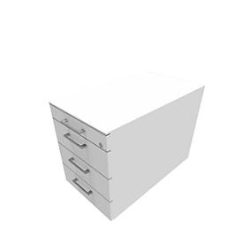 Rollcontainer SOLUS PLAY, 1 + 3 Schübe, mit Griff, B 430 x T 777 x H 562 mm, weiß