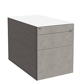 Rollcontainer SOLUS PLAY, 1 Utensilienauszug, 1 Schub, 1 HR-Auszug, grifflos, Ceramic grey