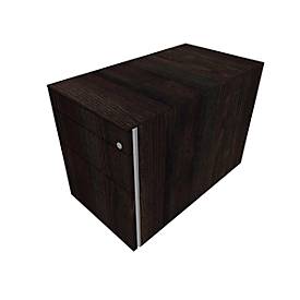 Rollcontainer SOLUS PLAY, 1 Utensilienauszug, 1 Schub, 1 HR-Auszug, grifflos, Mooreiche