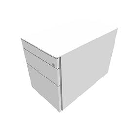 Rollcontainer SOLUS PLAY, 1 Utensilienauszug, 1 Schub, 1 HR-Auszug, grifflos, weiß