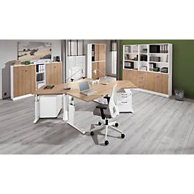 Rollcontainer TARVIS, 1 Utensilienauszug, abschließbar, 1 Schub, 1 HR-Auszug, B 428 x T 580 x H 590 mm, weiß