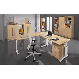 Rollcontainer TARVIS, 1 Utensilienauszug, abschließbar, 3 Schübe, B 428 x T 580 x H 590 mm, Ahorn-Dekor