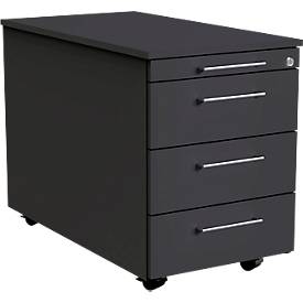 Rollcontainer Toledo, 4 Schübe, Selbsteinzug, Auszugssperre, Zentralverschluss, B 420 x T 800 mm