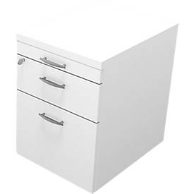 Rollcontainer X-TIME-WORK, 1+ 1 Schub, HR-Auszug, 420 x 560 x 580 mm, Weiß