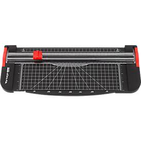 Rollenschneider Vantage 40001, bis A4, bis 8 Blatt, Schnittmaße L 300 x H 0,8 mm, Anlegelineal, Winkel- & Gitterlinien, schwarz-rot