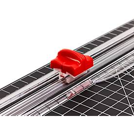 Rollenschneider Vantage 40001, bis A4, bis 8 Blatt, Schnittmaße L 300 x H 0,8 mm, Anlegelineal, Winkel- & Gitterlinien, schwarz-rot