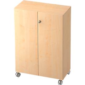 Rollenschrank TOPAS LINE, 3 Ordnerhöhen, Türen abschließbar, Ahorn-Dekor/Ahorn-Dekor