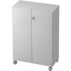 Rollenschrank TOPAS LINE, 3 Ordnerhöhen, Türen abschließbar, lichtgrau/lichtgrau