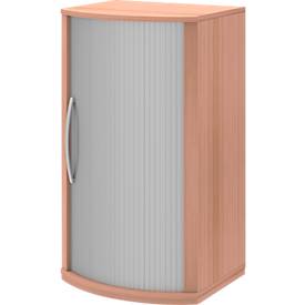 Rollladen-Schiebetürenschrank BARI, 3 Ordnerhöhen, 2 Böden, B 600 x T 530/430 x H 1117 mm, diverse Dekore