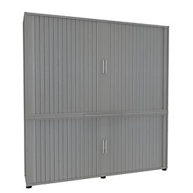 Rollladenschrank, 5 OH, 2teilig, mit Mitteltrennwand, B 1800 mm, silber
