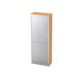 Rollladenschrank 5 OH, B 800 x T 420 mm, Buche-Dekor/silber
