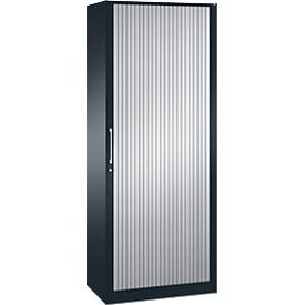Rollladenschrank ASISTO C 3000, 5 Ordnerhöhen, B 800 mm, anthrazit/alusilber