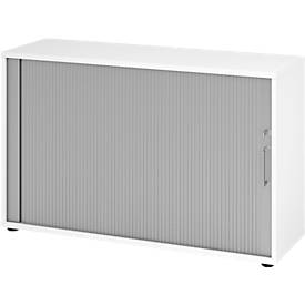 Rolluikkast Breno, 2 OH, afsluitbaar, stapelbaar, B 1200 x D 400 x H 748 mm, spaanplaat, wit
