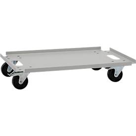 Rollwagen für CEMO Akku-Lade- und Lagerschränke, Traglast 240 kg, auf Rollen, B 800 x T 600 x H 150 mm, lichtgrau RAL 7035