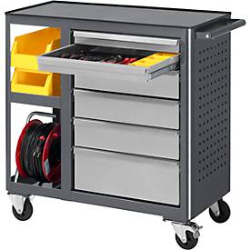 Rollwerkbank 960, B 675 x T 450 x H 950 mm, Oberseite: Metall