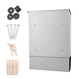 Rottner Briefkasten Corto Inox, Wandmontage, Namensschild/Sichtfenster/Postrolle, Zylinderschloss, 2 Schlüssel, Edelstahl, B 300 x T 100 x H 435 mm