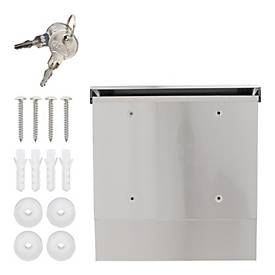 Rottner Briefkasten Expo Inox, Wandmontage, Namensschild, Postrolle, Zylinderschloss, inkl. 2 Schlüssel, Edelstahl, B 385 x T 120 x H 410 mm