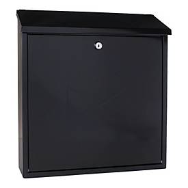 Rottner Briefkasten Firenze, Wandmontage, Zylinderschloss, 2 Schlüssel, Stahlblech, B 365 x T 115 x H 390 mm, schwarz-grau