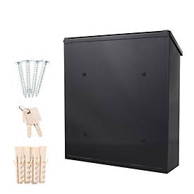 Rottner Briefkasten Firenze, Wandmontage, Zylinderschloss, 2 Schlüssel, Stahlblech, B 365 x T 115 x H 390 mm, schwarz-grau