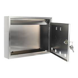 Rottner Briefkasten Imola, Wandmontage, Namensschlid, Sichtfenster, Zylinderschloss, inkl. 2 Schlüssel, Edelstahl, B 320 x T 60 x H 240 mm