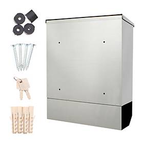 Rottner Briefkasten Jubilee 40, Wandmontage, Namensschlid/Sichtfenster/Postrolle, Zylinderschloss, 2 Schlüssel, Edelstahl, B 350 x T 120 x H 420 mm