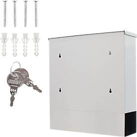 Rottner Briefkasten Lago Inox – Edelstahl, langlebig, mit Sichtfenstern und Zeitungsrolle