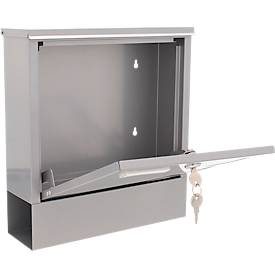 Rottner Briefkasten Lago Silver – Hochwertiger Stahl, Silber, mit Zeitungsrolle