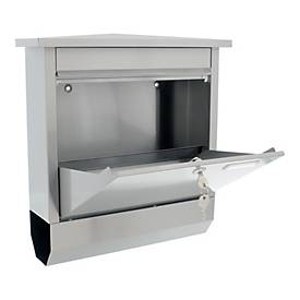 Rottner Briefkasten Lettero Inox, Wandmontage, Namensschlid & Postrolle, Zylinderschloss, inkl. 2 Schlüssel, Edelstahl, B 370 x T 100 x H 410 mm