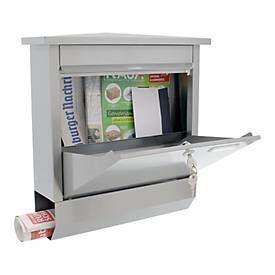 Rottner Briefkasten Lettero Inox, Wandmontage, Namensschlid & Postrolle, Zylinderschloss, inkl. 2 Schlüssel, Edelstahl, B 370 x T 100 x H 410 mm