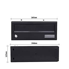 Rottner Briefkasten Modul ELM MZ, 14,87 l, Türanschlag seitlich rechts, Zylinderschloss, Namensschild, Stahl, schwarz