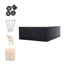 Rottner Briefkasten Modul ELM MZ, 14,87 l, Türanschlag seitlich rechts, Zylinderschloss, Namensschild, Stahl, schwarz