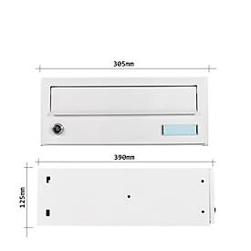 Rottner Briefkasten Modul ELM MZ, 14,87 l, Türanschlag seitlich rechts, Zylinderschloss, Namensschild, Stahl, weiß