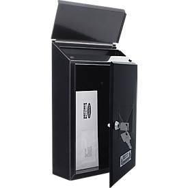 Rottner Briefkasten Pisa anthrazit – Stahl, seitlicher Türanschlag, abschrägte Klappe