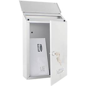 Rottner Briefkasten Pisa silber – Stahl, seitlicher Türanschlag, abschrägte Klappe