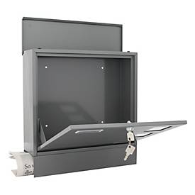Rottner Briefkasten Postale, Wandmontage, Namensschlid/Postrolle/Sichtfenster, Zylinderschloss, 2 Schlüssel, Stahlblech, B 365 x T 120 x H 380 mm