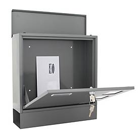 Rottner Briefkasten Postale, Wandmontage, Namensschlid/Postrolle/Sichtfenster, Zylinderschloss, 2 Schlüssel, Stahlblech, B 365 x T 120 x H 380 mm