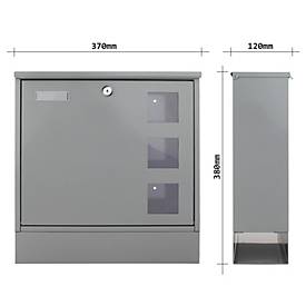 Rottner Briefkasten Postale, Wandmontage, Namensschlid/Postrolle/Sichtfenster, Zylinderschloss, 2 Schlüssel, Stahlblech, B 365 x T 120 x H 380 mm