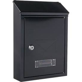 Rottner Briefkasten Udine schwarzgrau – Stahl, rückseitiger Einwurf, Namensschild