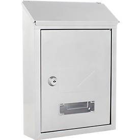 Rottner Briefkasten Udine silber – Stahl, rückseitiger Einwurf, Namensschild